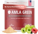 Amla Powder & Green Tea Superfood Supplement with Hibiscus, 20x Ultra Concentrated Amla, Antioxidant Support, Made with Oolong Tea and Indian Gooseberries, Organic, Vegan, Hibiscus, 90 Servings
