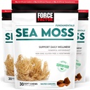 FORCE FACTOR Sea Moss Soft Chews, Support Immunity, Digestion, and Heart Health, Irish Sea Moss Superfood & Antioksis Supplement, Non-GMO, Gluten-Free, Salted Caramel Flavor, 90 Soft Chews, 3Pack