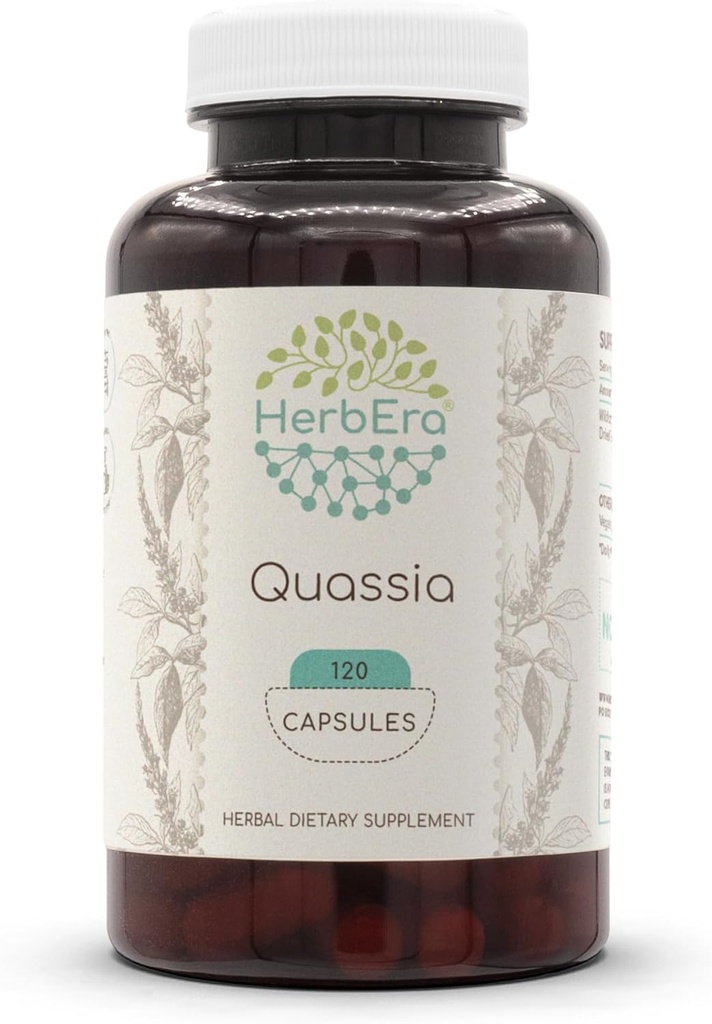 HerbEra Quassia 120 Capsules, 500 mg, Wildcrafted Quassia (Quassia Amara) kuru Bark (120 Capsules)