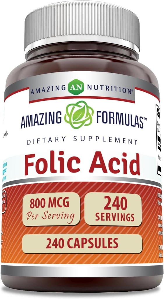 Amazing Formulas Folic Acid (Vitamin B9) 800 Mcg Supplement 