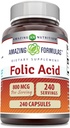 Amazing Formulas Folic Acid (Vitamin B9) 800 Mcg Supplement 