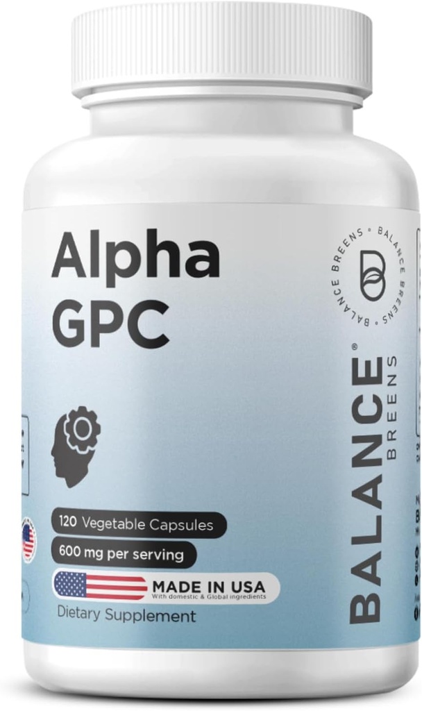 Alpha GPC συμπλήρωμα χολίνης 600mg, 120 κάψουλες Veg - Σύνθετη φόρμουλα μνήμης, Nootropic υποστήριξη εγκεφάλου (120 κόμης (πακέτο του 1))