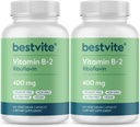 BESTVITE Vitamin B-2 (Riboflavin) 400 mg (240 Vegetarian Capsules) (120 x 2) - Stearates - Vegan - GMO - Gluten Free