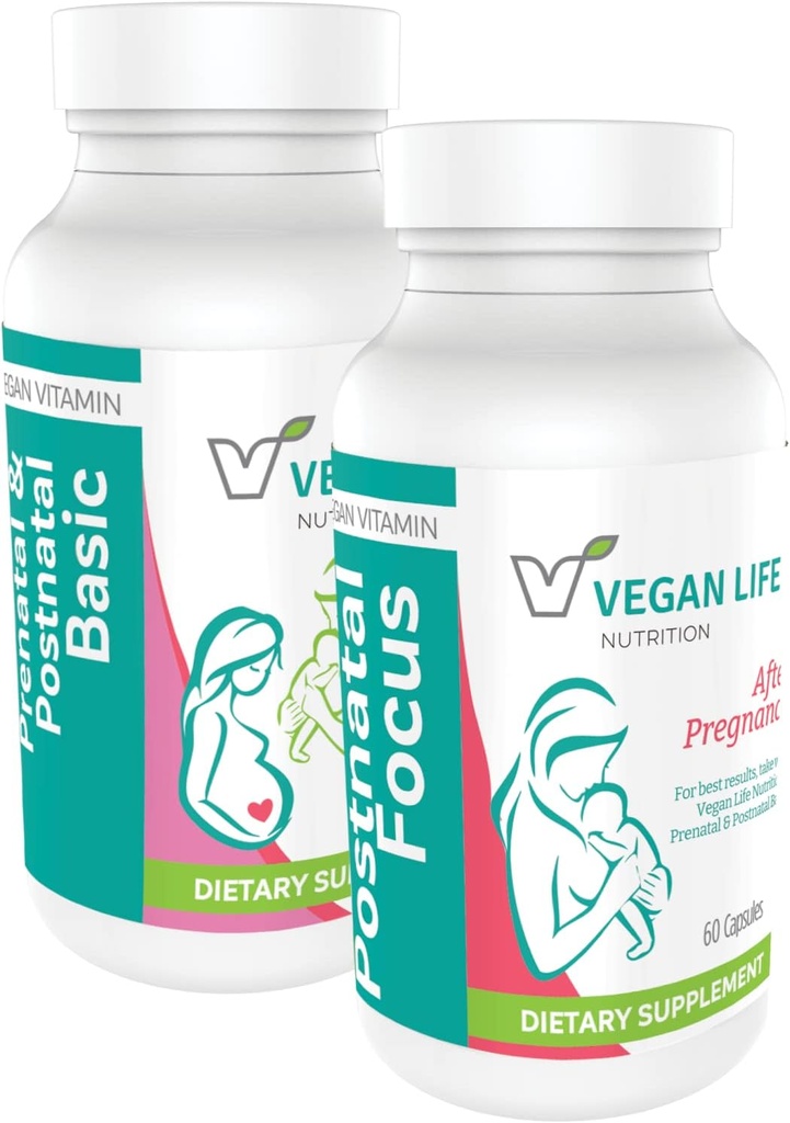 Vegan Yaşam Beslenme - Vegan Postnatal Vitaminler - Folate,dis, Vitaminler A, B, C, D, E, K ve Daha Fazla - Gluten-Free, Non-GMO