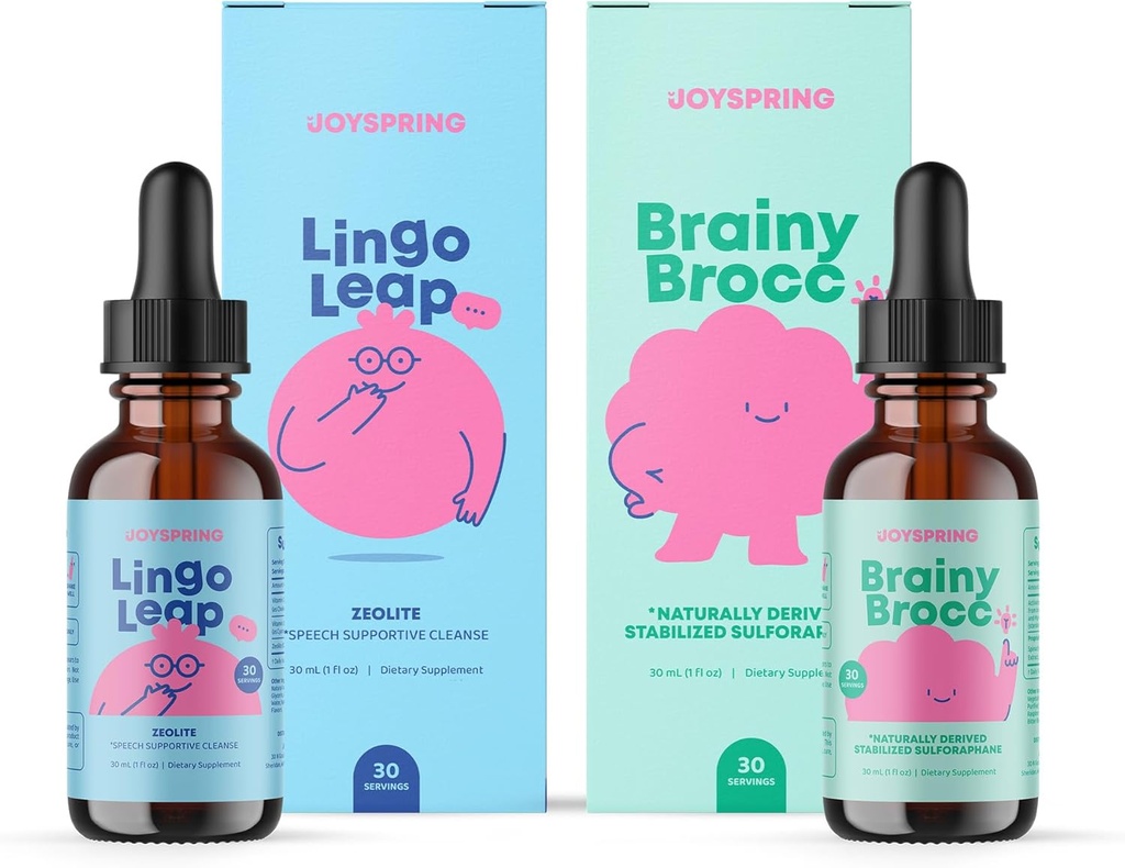 JoySpring BrainyBrocc & LingoLeap Drops (1994) | Çocuklar Doğal Kaynaklandı, Non-GMO, Non-Alcoholic Formula, Immunity Health Support | Vegan & Vegetarian Supplements