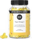 Dünya ve Elle Algae Omega 3 Supplement - Vegan Omega 3 - Omega 3 Vegan Tamam w/Algae Oil & Vegan DHA - Yardım Kalp ve Beyin Sağlığı 1000 mg Oda başına Yardım - Balıksız 60 Softgels
