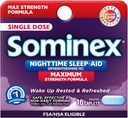 Sominex Nighttime Sleep-Aid Tabletleri, maksimum Güçlü Formula, Single Dose, Assorted, 16 Count