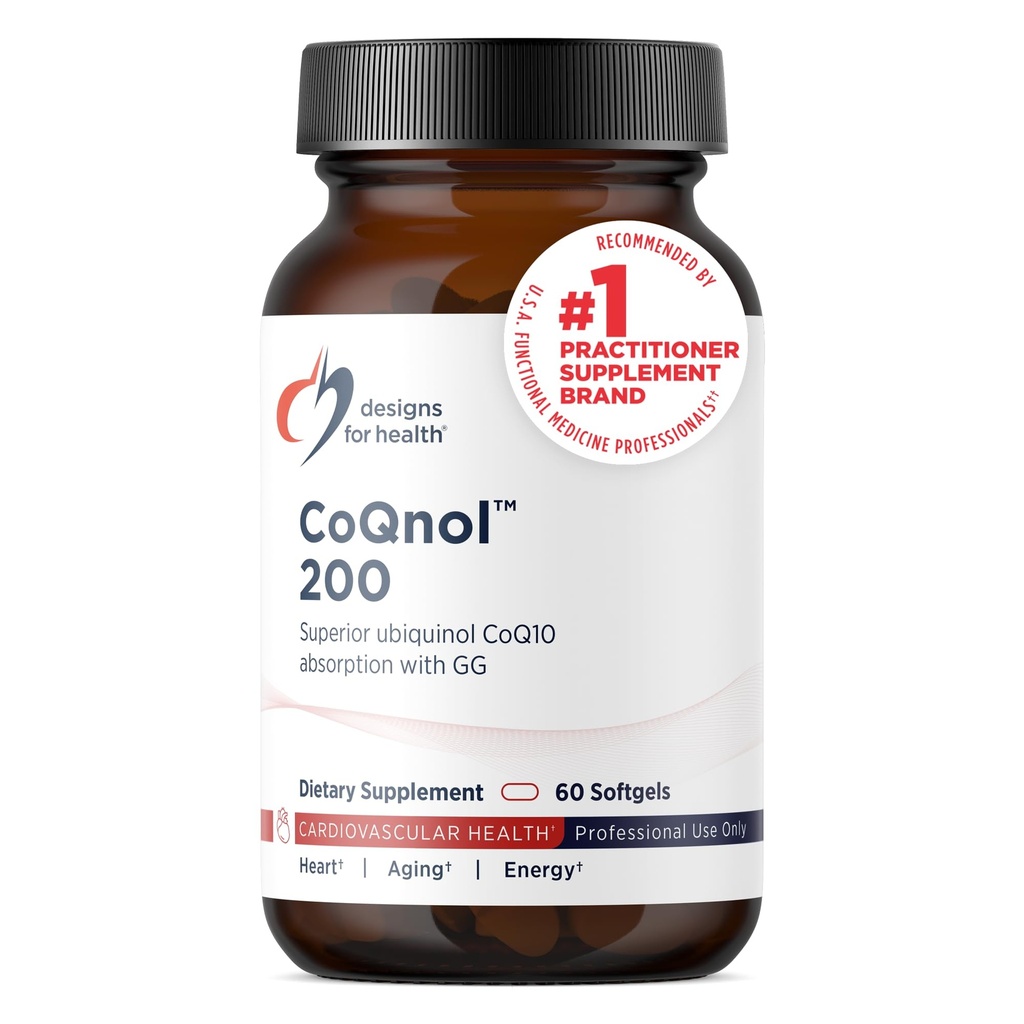 Sağlık CoQnol 200 mg için tasarımlar - CoQ10 Ubiquinol with Superior Bioavailability + Exclusive Abxia Technology - Double CoenzymeQ10 Boost with GG - Heart, Health Aging + Hücre Desteği (60 Softgels)