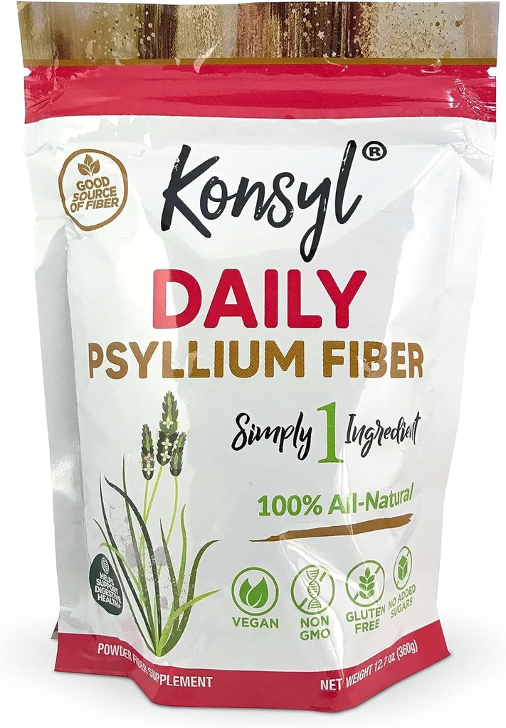 Konsyl Daily Psyllium Fiber 360g / 12.7oz - Non-GMO, Vegan, Keto-Friendly, Fiber Supplement Toz - Destekler Digestive Health