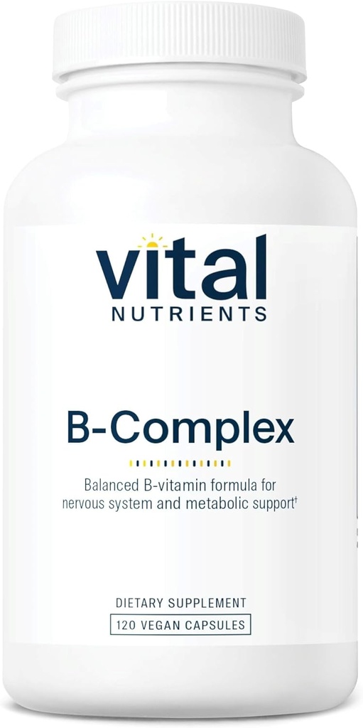 Vital Nutrients B-Complex | Vegan High-Potency Me Complex Vitaminleri | B Vitaminleri Destek Enerji Üretimi, Metabolism ve Kalp Sağlığı * | Gluten, Süt, Soy Free | 120 Capsules