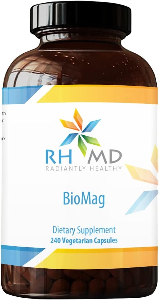 RHMD BioMag - 360 mg Chelated Supplement Magnezyum - Yüksek olarak Bio kullanılabilir Mag Enerji, Bone Health + Muscle Recovery - (240 Vegetarian Capsules)