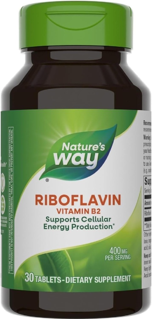 Nature's Way Riboflavin Vitamin B2, hizmet başına 400 mg, 3 Paket