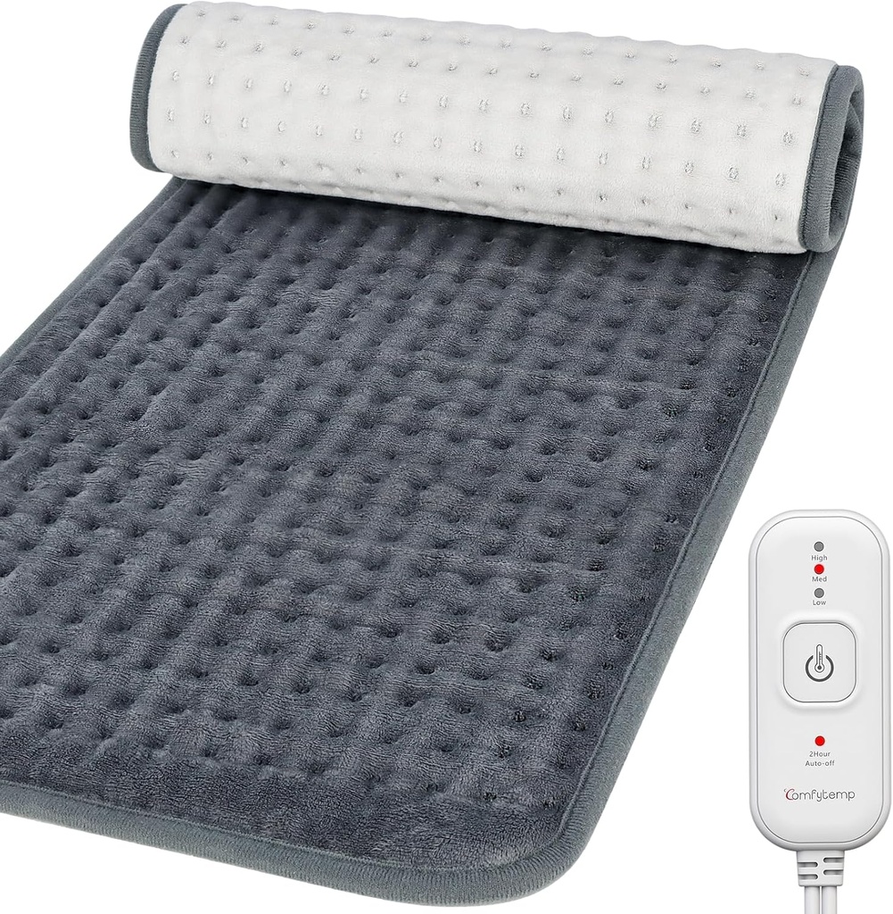 Geri Ağrı ve Cramps Yardımı için Comfytemp Isıtma Pad, FSA Eable Electric Large Heat Pad, 2H Auto Off, Kadın Erkek Anne Babası için Noel Hediyesi, HSA Moist Boyunca Heated Pad, Washable, 12"x24"