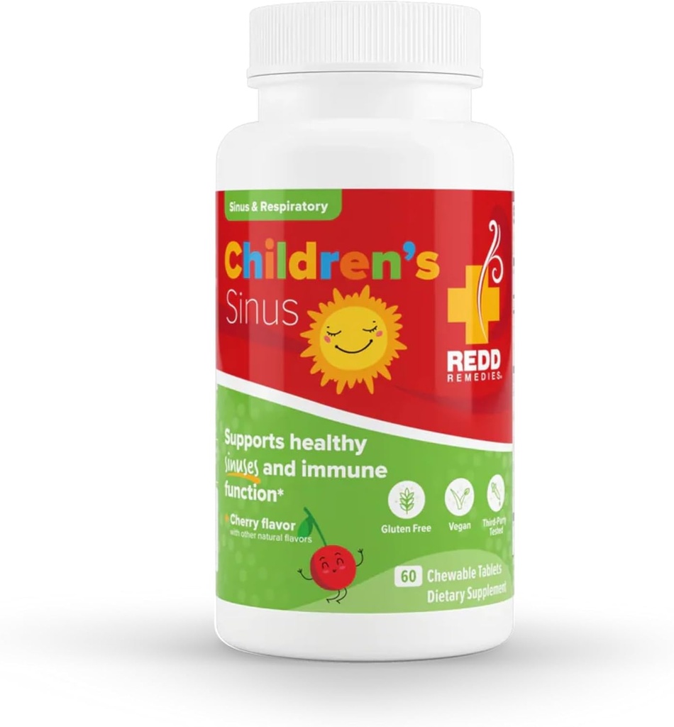 Redd Remedies, Children's Sinus Support, Immune and Respiratory Health Formula, Cherry Flavor, 60 Chewable Tablets