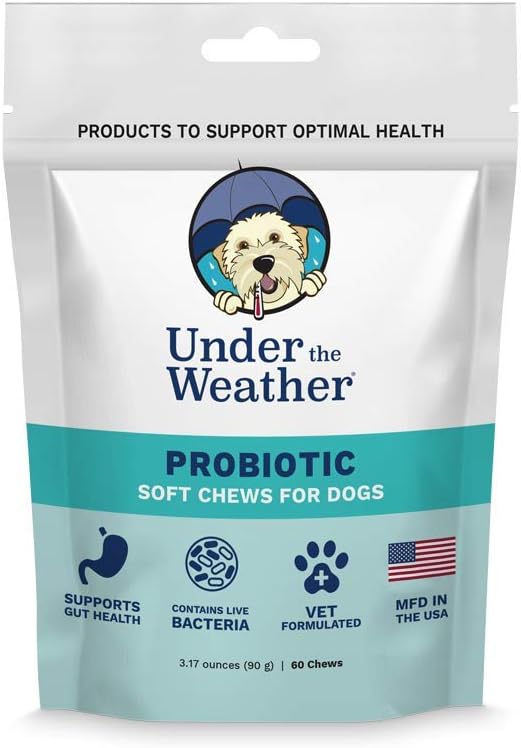 Under the Weather Pet Soft Dog Chew Supplements for Calming and Probiotics | Supports Relaxation and Normal Emotional Balance in Dogs (Probiotics, 60 Count)
