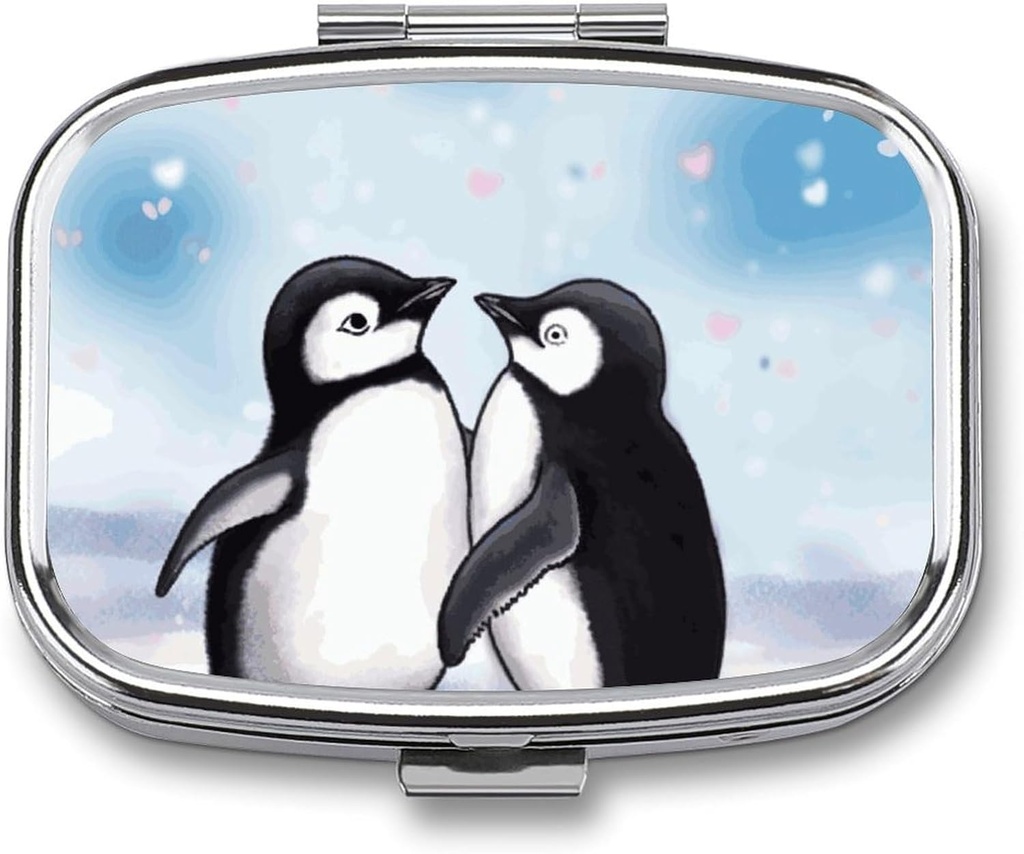 Λατρεύω Penguins Square Pill Box, 2 Διακοσμητικό κουτί χαπιών τσέπης διαμέρισμα για την τσέπη ή το πορτοφόλι Φορητό Mini Travel Medicine Tablet Tablet κάτοχος βιταμινών Διοργανωτής θήκη χαπιών