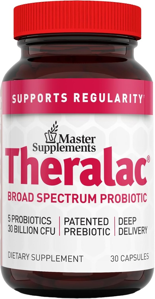 Master Συμπληρώματα Theralac - 30 Κάψουλες - Πολυ- Στραγγίζοντας Προβιοτικό για Βέλτιστη Υγεία των Ούρων + Αέριο & Αναπλήρωση Ανακούφιση - Χωρίς Γλουτένη - 30 Σερβιέτες