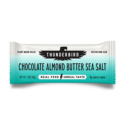 Thunderbird Bars Energy Snack, Gluten-Free with protein, Sağlıklı Gerçek Gıda, Vegan Paleo Non-GMO, Hiçbir Ek Olmayan Şeker, Almond Butter Sea Salt Flavor (6, 1.7 Kont oz. Bars)