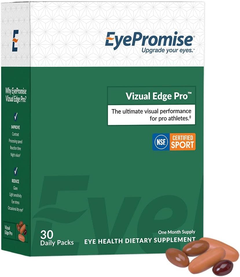 EyePromise Vizual Edge Pro Supplement - 30 Single-Serving Pill Packets, 30-Day Supply - Visual Performance Eye Vitamin with 26mg Zeaxanthin & 8mg Lutein for Vision Quality & Clarity
