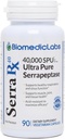 Serra-RX 40.000 SPU Serrapeptase - Asit-Resistant Proteolytic Systemic Enzyme, Non-GMO, Gluten Free, Vegan, 90 Veg Capsules