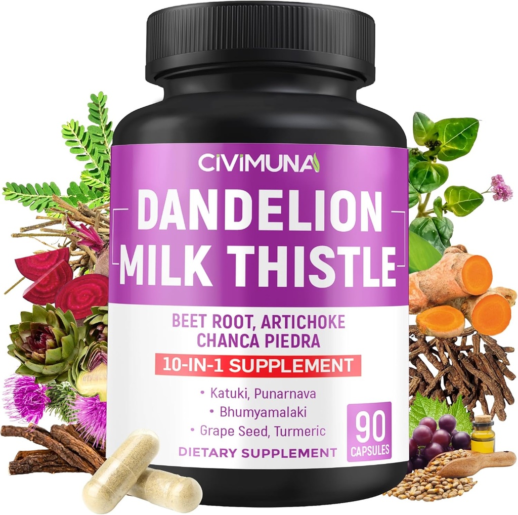 Dandelion Root Capsules ile Dandelion Root, Milk Thistle, Beet Toz ve Daha Fazlası - 3 Ay Supply