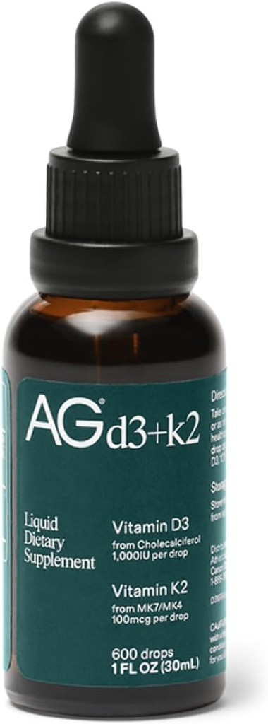 AG1 Vitamin D3 K2 Drops, 1000IU of Vitamin D3 ve 10006 of K2 per Service, Supports Bone Mechanic anduba Abxia (Athletic Greens)