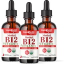 LIQUIDHEALTH USDA Organik Medeniyet Vitamini B12 Mekobalamin - Tart Cherry Juice - Boost Energy, Immune Support, Find Memory & Concentration - USA Made, Vegan, Non-GMO (3 Pack)