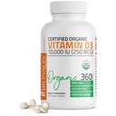 Bronson Vitamin D3 10.000 IU (250 mcg) sertifikalı Organik Yüksek Potency Non-GMO Vitamin D Supplement, 360 Tabletler