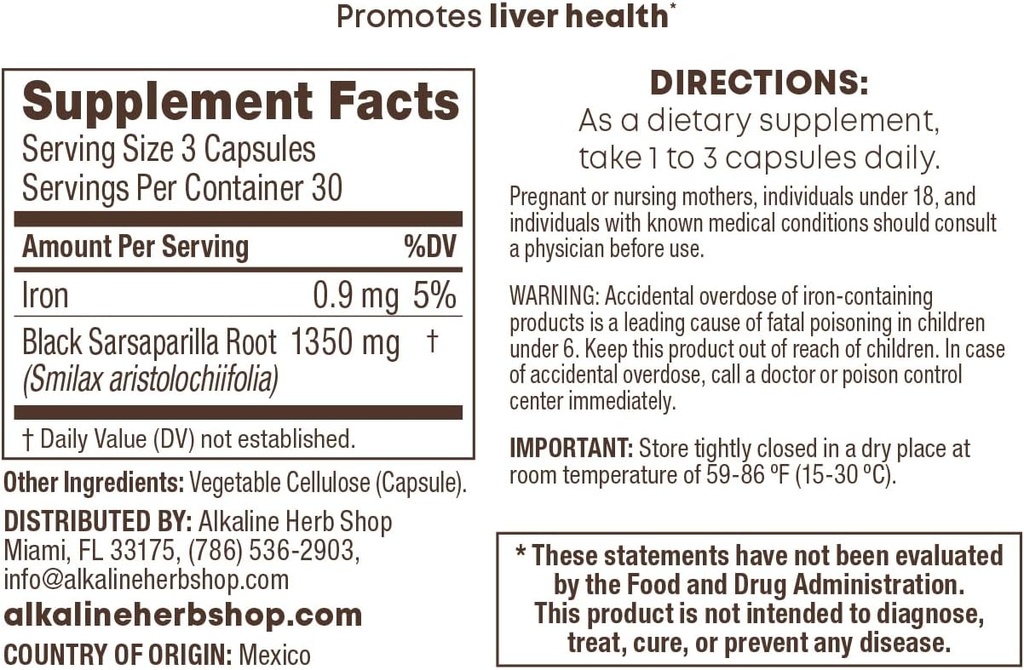 Herb Store Black Sarsaparilla Supplement 90 Capsules