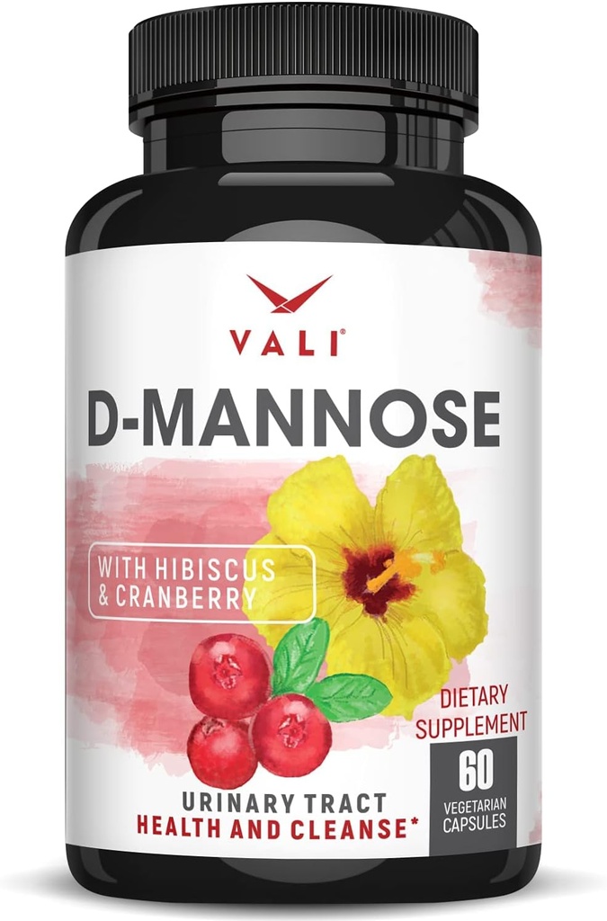 VALI D-Mannose 1000 mg Urinary Tract Health Formula. Organik Cranberry Meyve Toz ve Hibiscus. Sağlıklı Bladder, Natural Cleanse, Fast Detox Flush, Herbal UT Function Support Pills. 60 Veggie Capsules