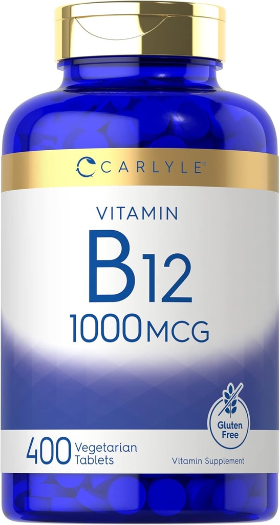 Carlyle Vitamin B12 1000 mcg | 400 Tabletler | Vegetarian, Non-GMO, Gluten Free Supplement