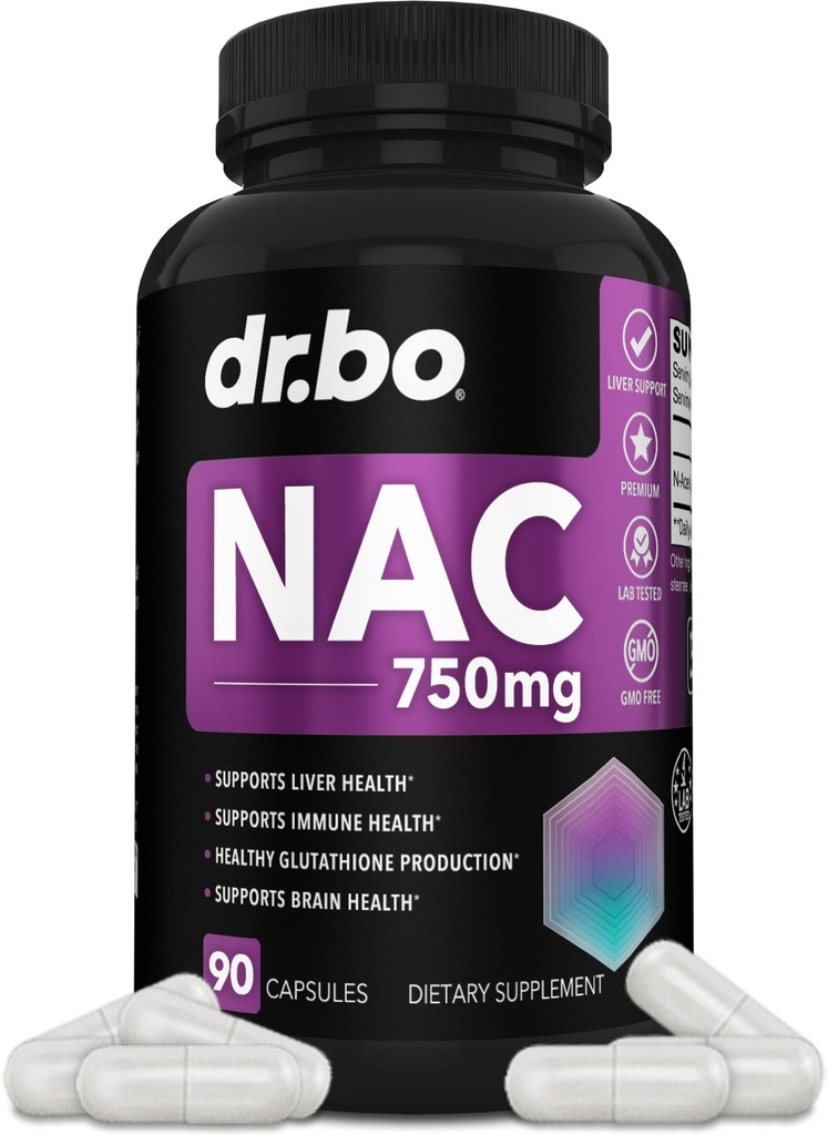 NAC Supplement N-Acetyl Cysteine Pills - 750mg N Acetyl Cysteine Pure Vitamin Capsule - Daily Liver Support Formula for Lung Cleanse Health, Kidney Detox, Brain & αναπνευστικά συμπληρώματα - 90 Κάψουλες
