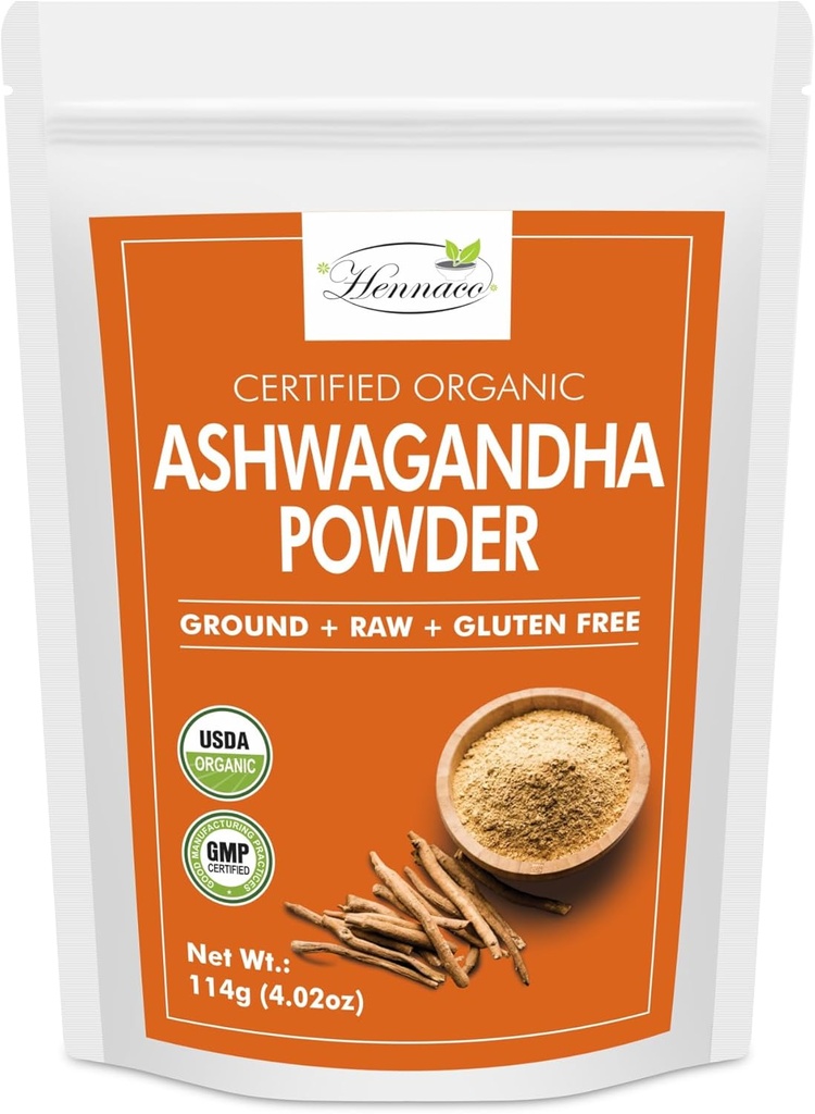 Organik Ashwagandha Toz| Resealable Zip Lock Pouch| Withania Somnifera from India| USDA Organic| Non-GMO| Pure & Natural Herbal Ashwagandha Toz| 114 Grams (4 OZ)