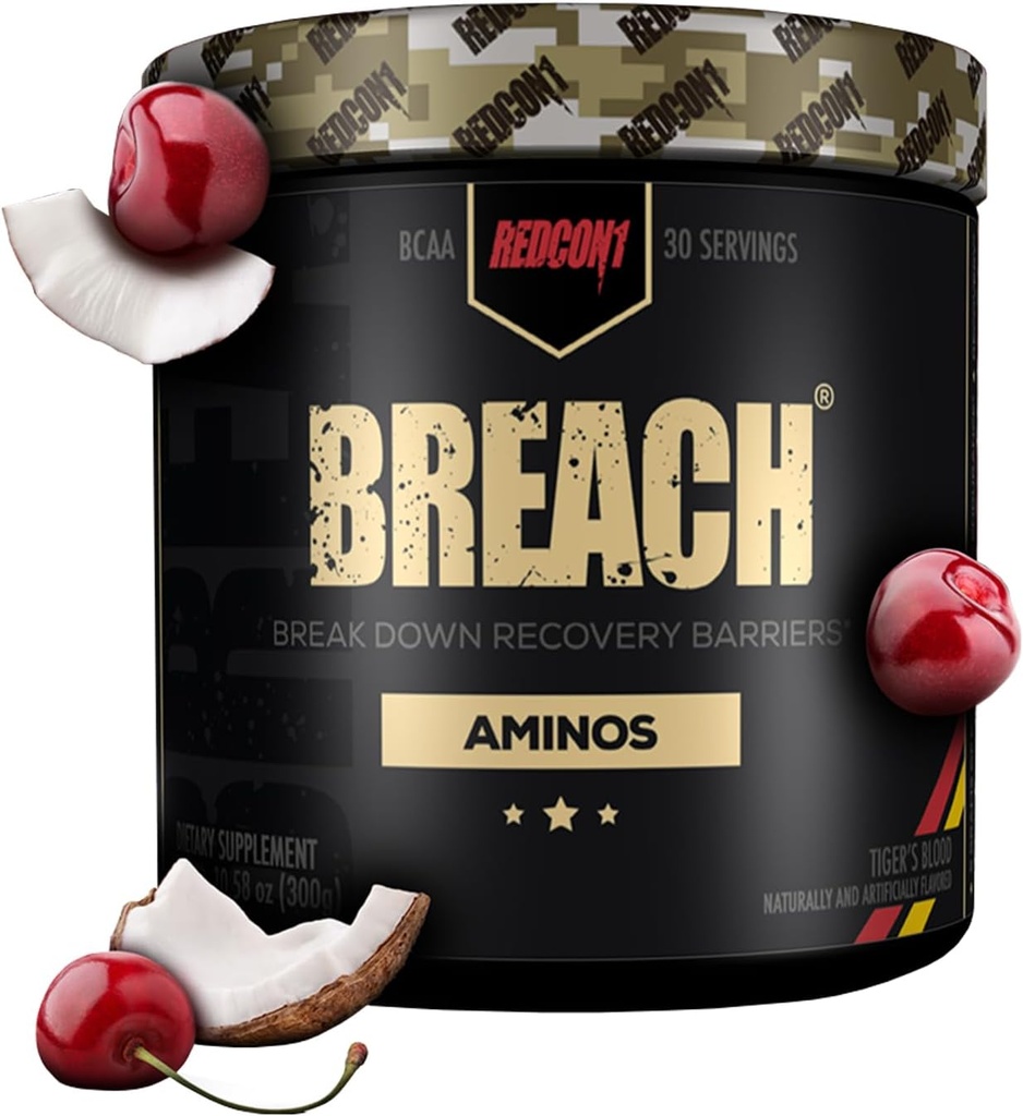REDCON1 Breach BCAAs, Tiger's Blood - Keto Friendly + Sugar Free Essential replicas for Recovery - Contains BCAAs L-Leucine, L-Isoleucine & L-Valine (30 hizmet)