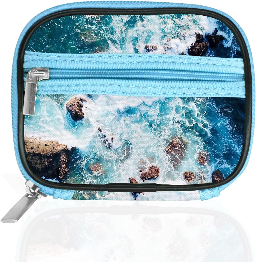 Serfeymi Weekly Travel Pill Organizer Pill Case for Purse with Reforce 7 Day Pill Box, Fashionable Travel Medicine Organizer Pill Konteyner for Medicine, Vitamin - Blue 03