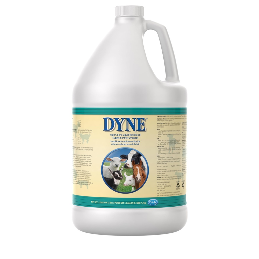 PetAg Dyne High Calorie Liquid Beslenme Supplement for Livestock - 1 Gallon - Eklenmiş Vitaminler - Aşırılık, Stresli veya Hayvanları Yeniden Keşfetmek için Mükemmel