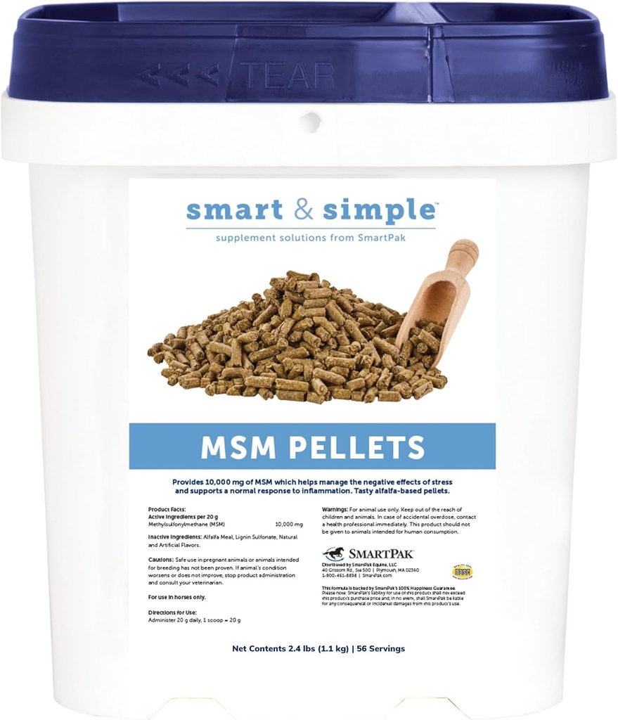 Smart & Simple MSM Pellets | Stresin Değerlendirilmesi | Hücrelerde At Supplement Aids ve ToundBoosting | 56 Hizmetler | 2.4 lbhopper