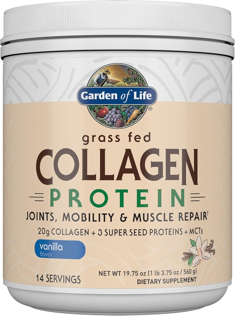 Life Grass Fed Collagen protein Toz - Vanilla, 14 Hizmet, Ortak Hareketli Kas Onarımı için Toz, Collagen, + Süper Tohumlar + Coconut MCTs, Keto Supplements + Coconut MCTs,