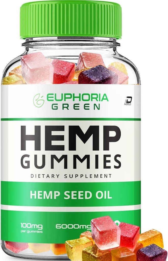 Euphoria Green Hemp Gummies - Hemp Seed Extract EuphoriaGreen Hemp Gummies Tinnitus Herbal Supplement, Health and Wellness Support, All Natural Euphoria Green Hemp Gummy (1 Pack - 60 Gummies)