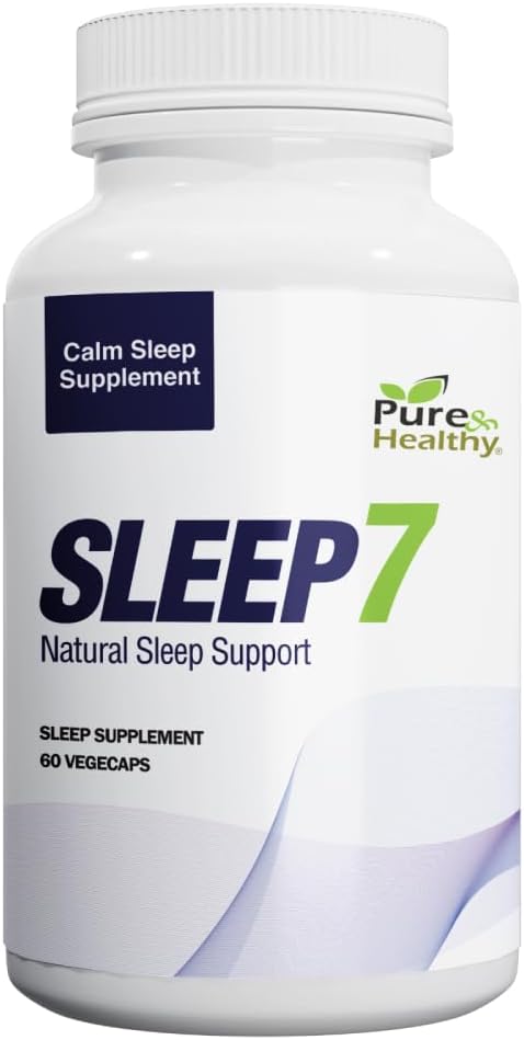 Pure & Healthy Sleep7 Natural Sleep Support w/Magnesium glycinate, Melatonin, L-Theanine, Valerian, Lemon Balm, GABA, and Passion Flower