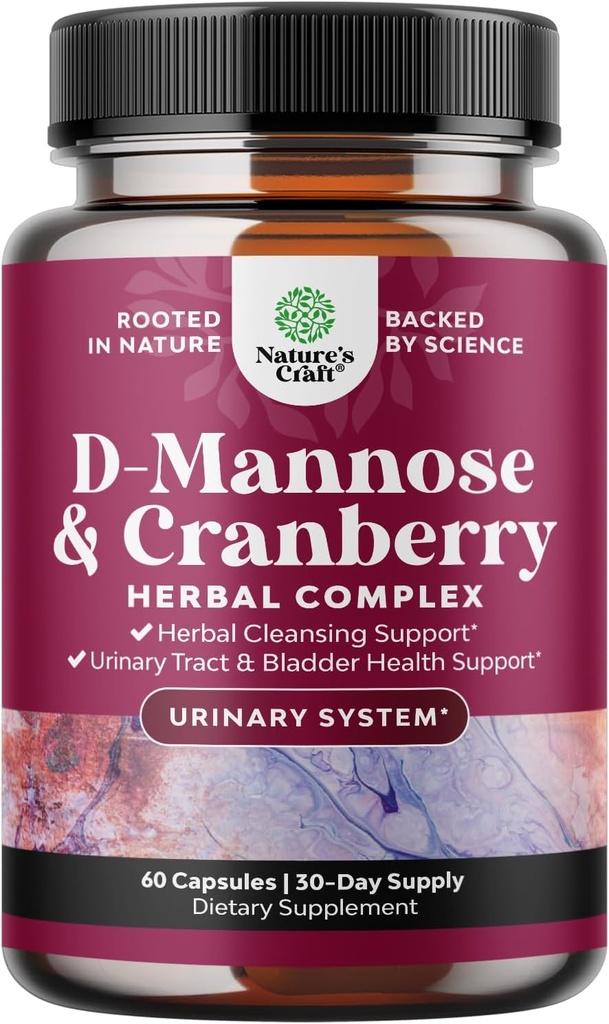 Cranberry Supplement ile E Mannose - Potent D Mannose 1000 mg Capsules for Kidney Defense Support & Cleanse and Urinary Tract Health for Women & Men - Bladder Health Supplement for Yetişkinler - 60 Count