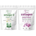 Micro συστατικά Multi Collagen Protein Powder 16oz & Vegan Omega 3 Algae Oil Supplement Bundle 2 πακέτο 
