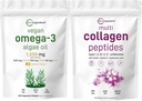 Mikro Malzemeler Multi Collagen Protein Toz 16oz & Vegan Omega 3 Algae Oil Supplement Sche 2 Pack | Grass-Fed Collagen Peptides | Omega-3 Full Spectrum Alternative to Fish Oil Oil