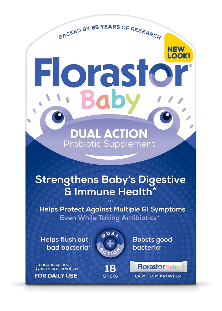 Florastor Bebek Günlük Probiyotik Tamam, Toz Süt, Formula veya Yumuşak Gıdalar, Saccharomyces Boulardii CNCM I-745 (18 Toz Sticks)
