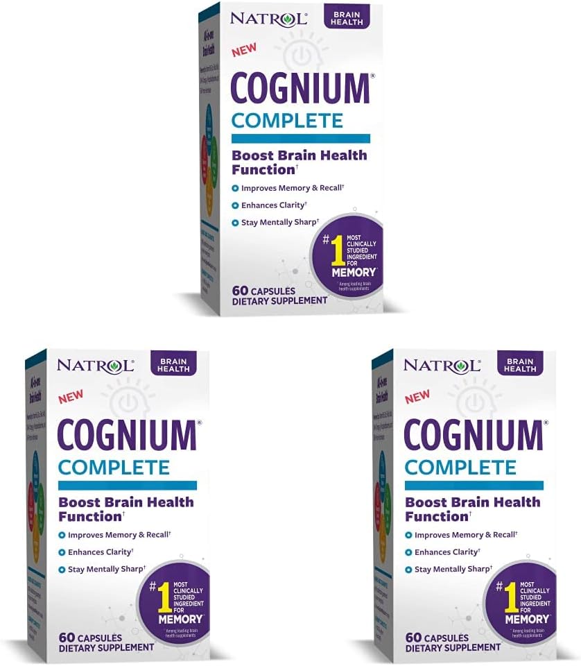 Natrol Congnium Complete, Εγκεφαλική Υγεία Συμπλήρωμα Διατροφής, Βελτιώνει τη μνήμη & την σαφήνεια, Χωρίς φάρμακα, 100mg, 60 Κάψουλες (Συσκευασία των 3)