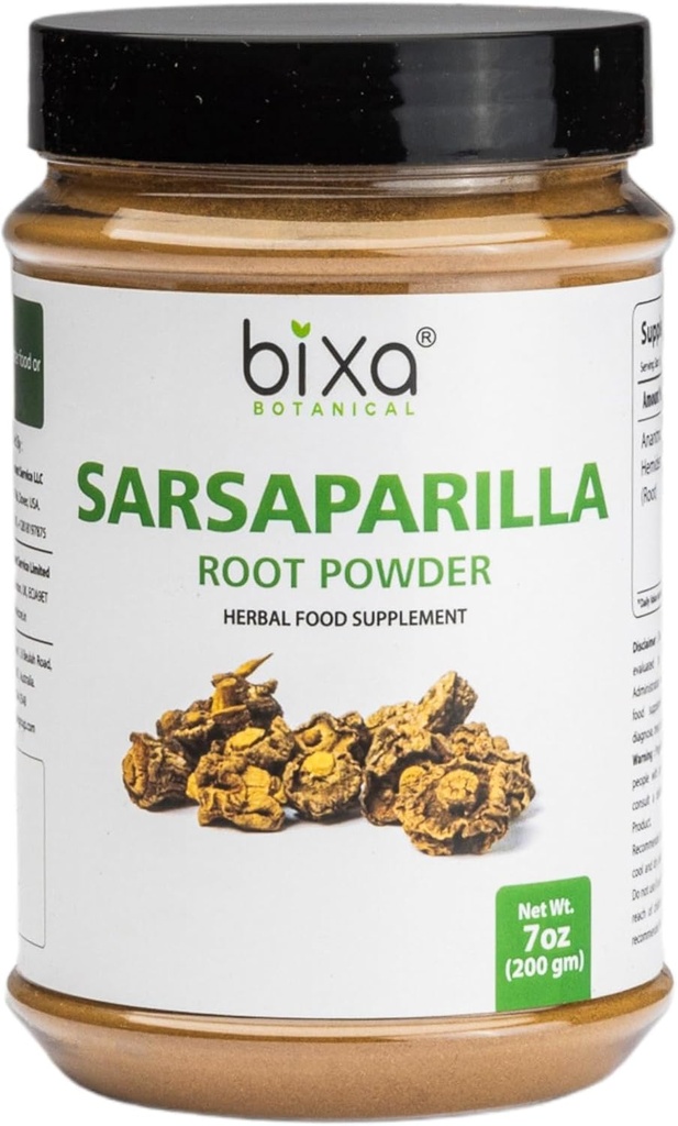 Bixa BOTANICAL Sarsaparilla Root Toz | HEMIDESMUS INDICUS | Anantmool | 200 Grams / 7 OZ | Ayurvedic Herbal Supplement | Gluten Free, Non-GMO, Steam Tedavi Edildi, Vegan, 100% Pure.