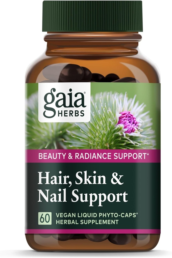Gaia Herbs Saç, Skin & Nail Desteği - Sağlıklı Cilt, Saç Büyüme ve Çiçek Büyümesini Destekleyin - Attail, Alfalfa, Burdock, Gotu Kola & Nettle - 60 Vegan Sıvı Phyto-Capsules (15-Day Supply)