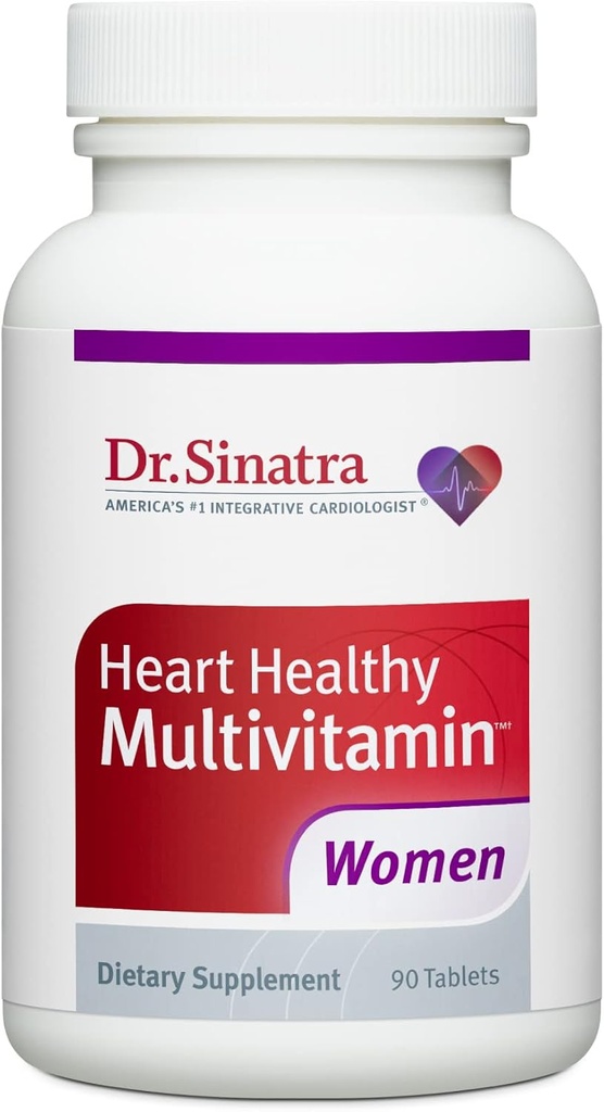 Dr. Sinatra Heart Health Multivitamin for Women with Vitamin D 1000 IU, A, B12, C, E, Biotin, Folate, ve çinko, 90 Tabletler (30-Day Supply)