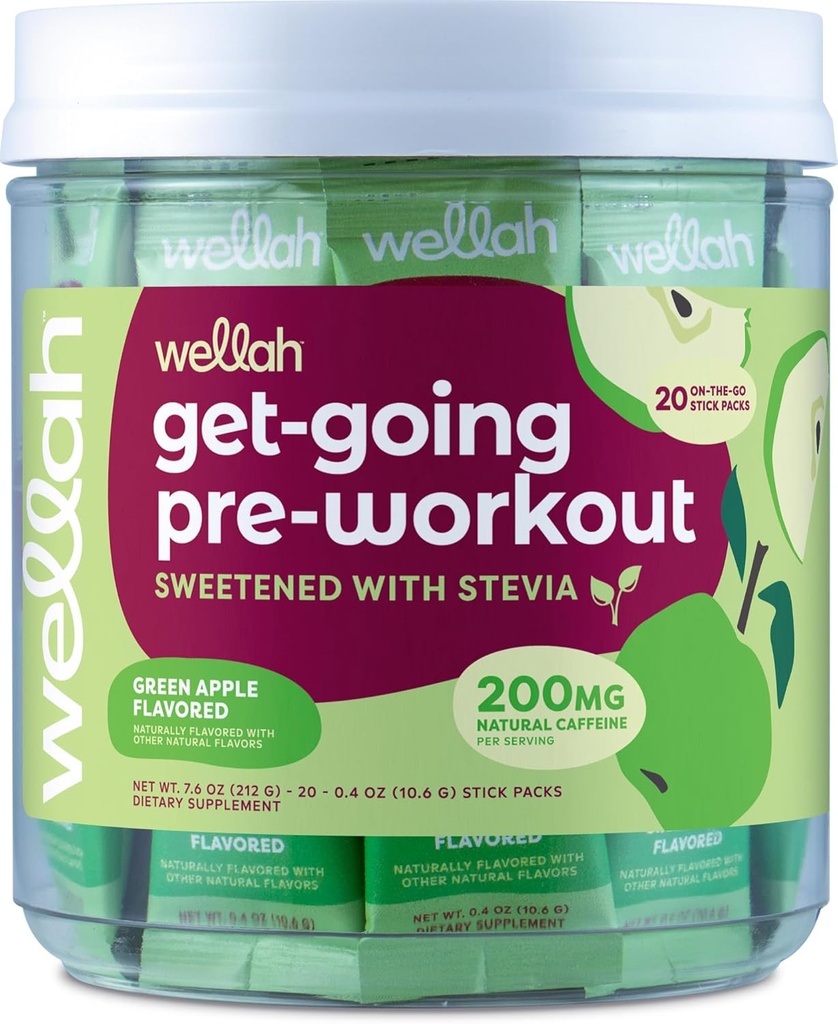 Wellah Get-Going Πράσινο Μήλο Γεύσεις Προ-εργασίες Stickpacks (20 εξυπηρετούν)