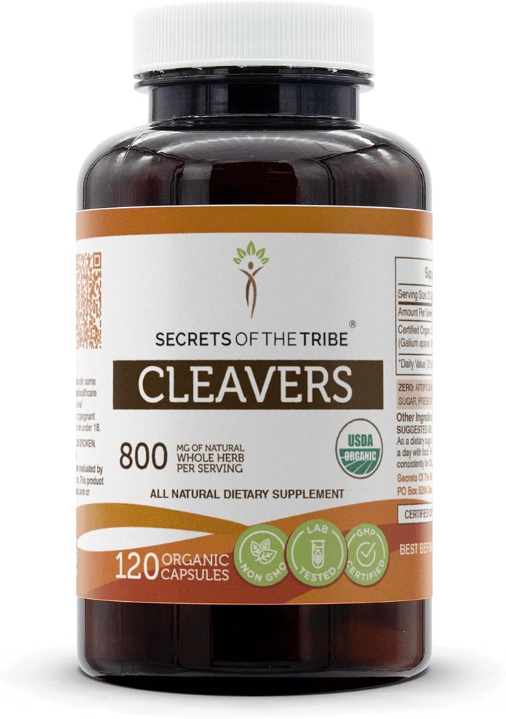 Tribe Cleavers USDA Organik | Vegetarian Capsules ve Sertifikalı Organik Cleavers (Galium aparine) herb (120 Capsules) kuru Herb (120 Capsules)